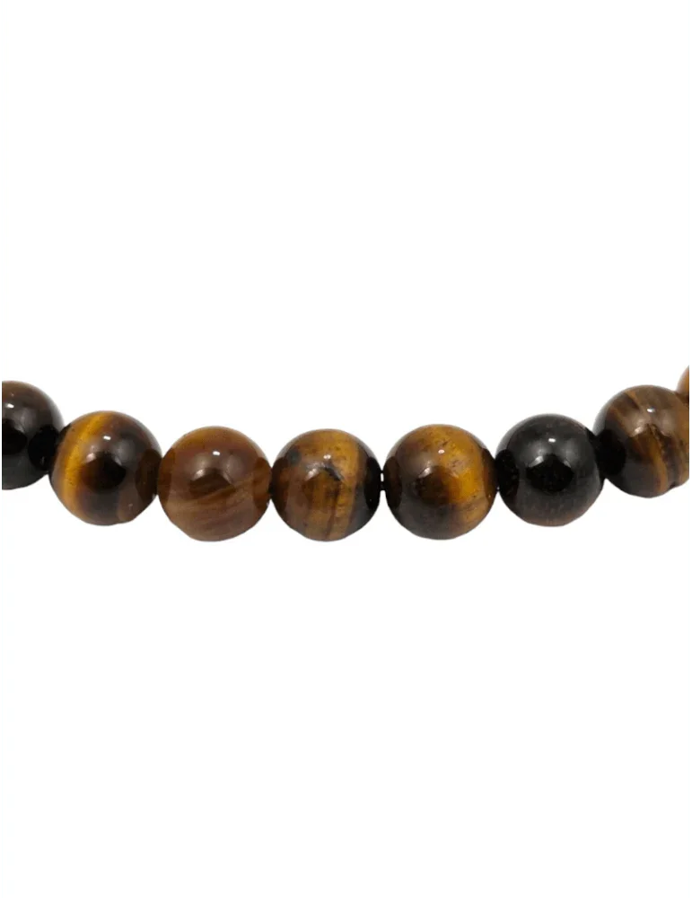 Collier court en Œil de Tigre - Pierre Naturelle de Qualité AA - Litho Natura