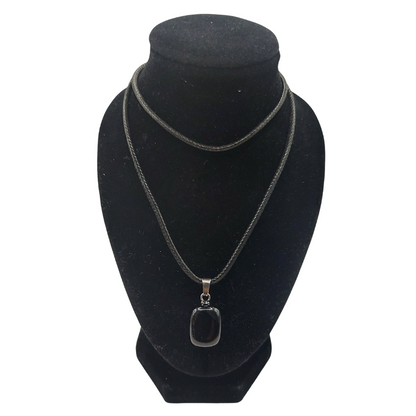 Pendentif Rectangulaire en Pierre Précieuse - Agate Noire