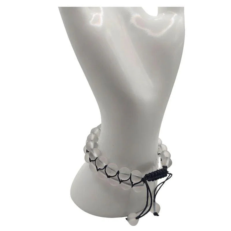 Shamballa Cristal de Roche Mat - Bracelet Double Rang Ajustable - Litho Natura