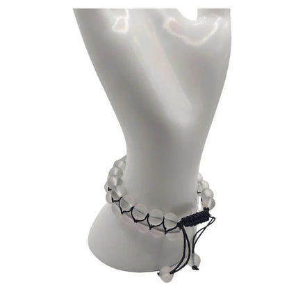 Shamballa Cristal de Roche Mat - Bracelet Double Rang Ajustable - Litho Natura