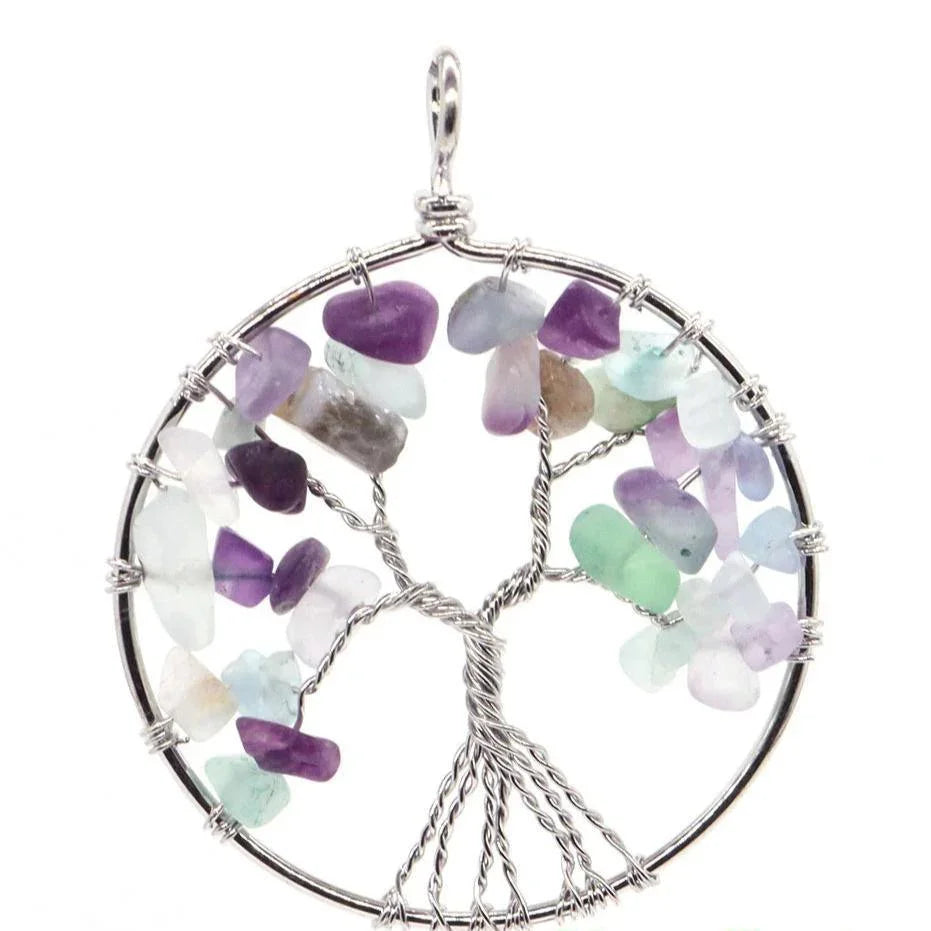 Pendentif Arbre de Vie en Fluorite - Qualité A - Litho Natura