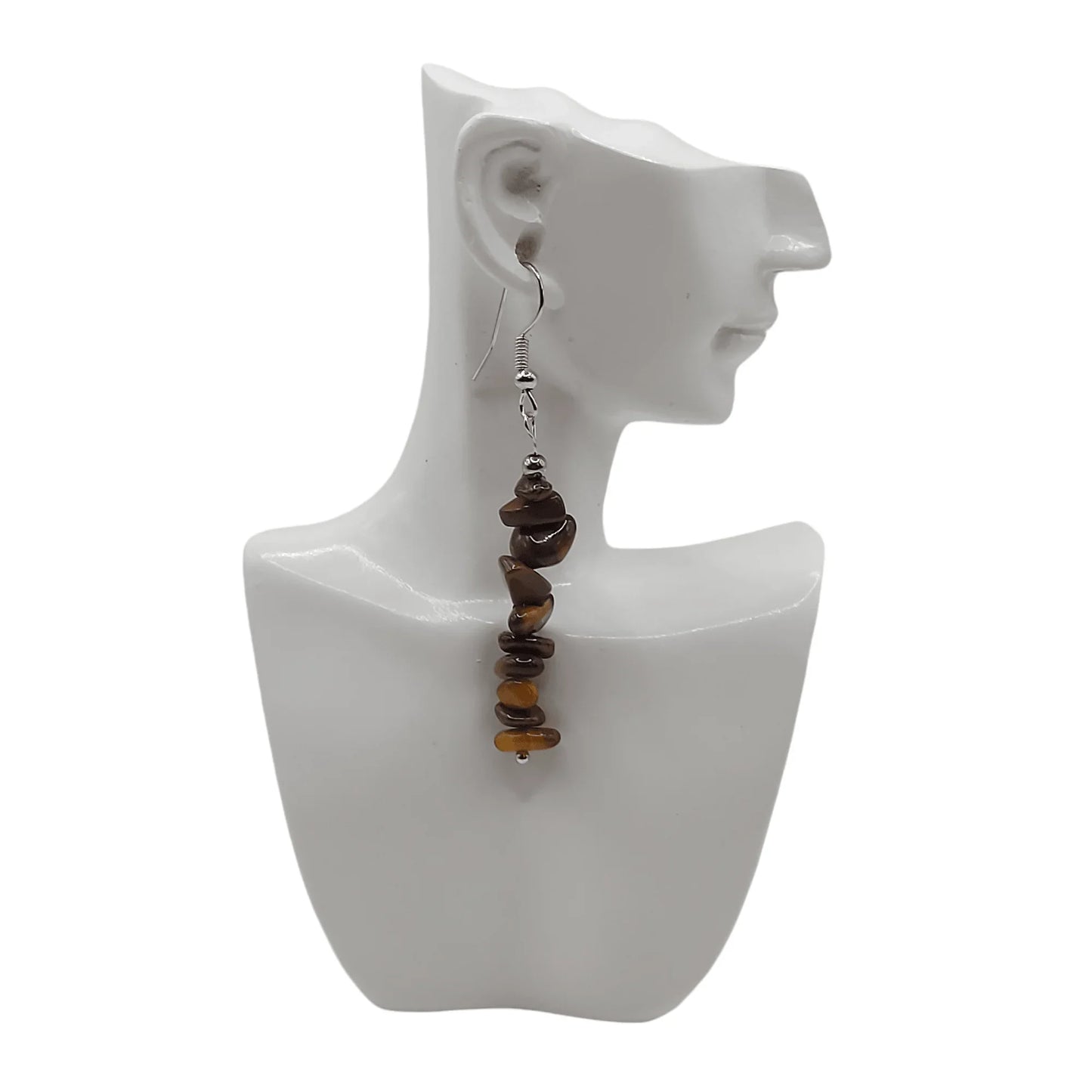 Boucles d'oreilles en pierre naturelle - Oeil de Tigre - Litho Natura