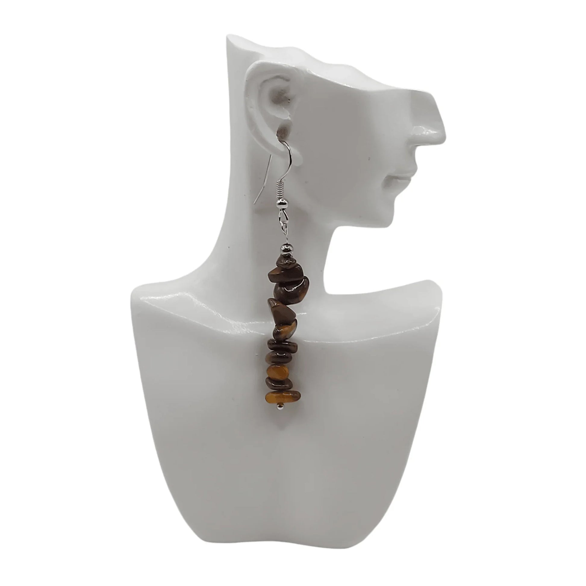 Boucles d'oreilles en pierre naturelle - Oeil de Tigre - Litho Natura