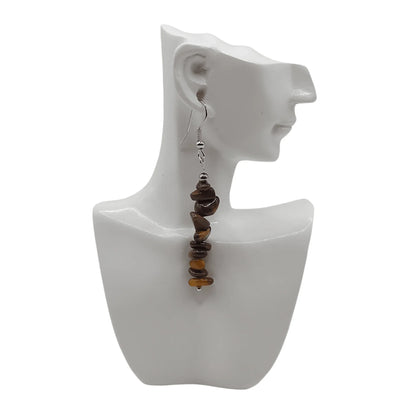 Boucles d'oreilles en pierre naturelle - Oeil de Tigre - Litho Natura