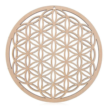 Fleur de Vie en Bois – Rechargeur de Pierres Naturelles 14 cm - Litho Natura