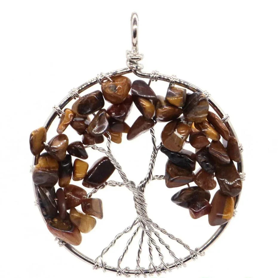 Pendentif Arbre de Vie en Œil de Tigre - Qualité A - Litho Natura