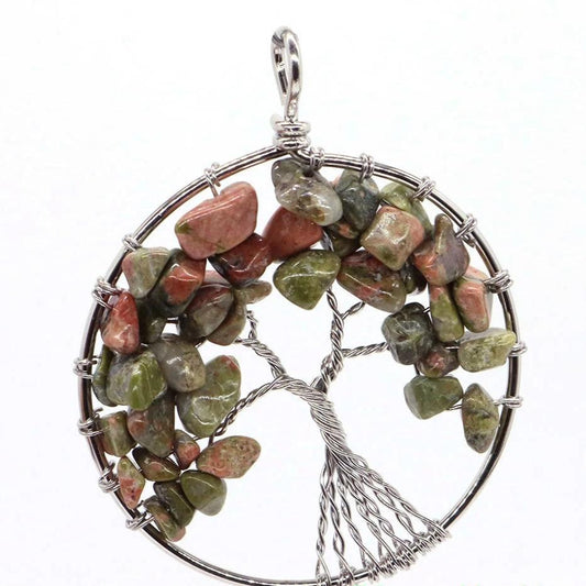 Pendentif Arbre de Vie en Unakite - Qualité A - Litho Natura
